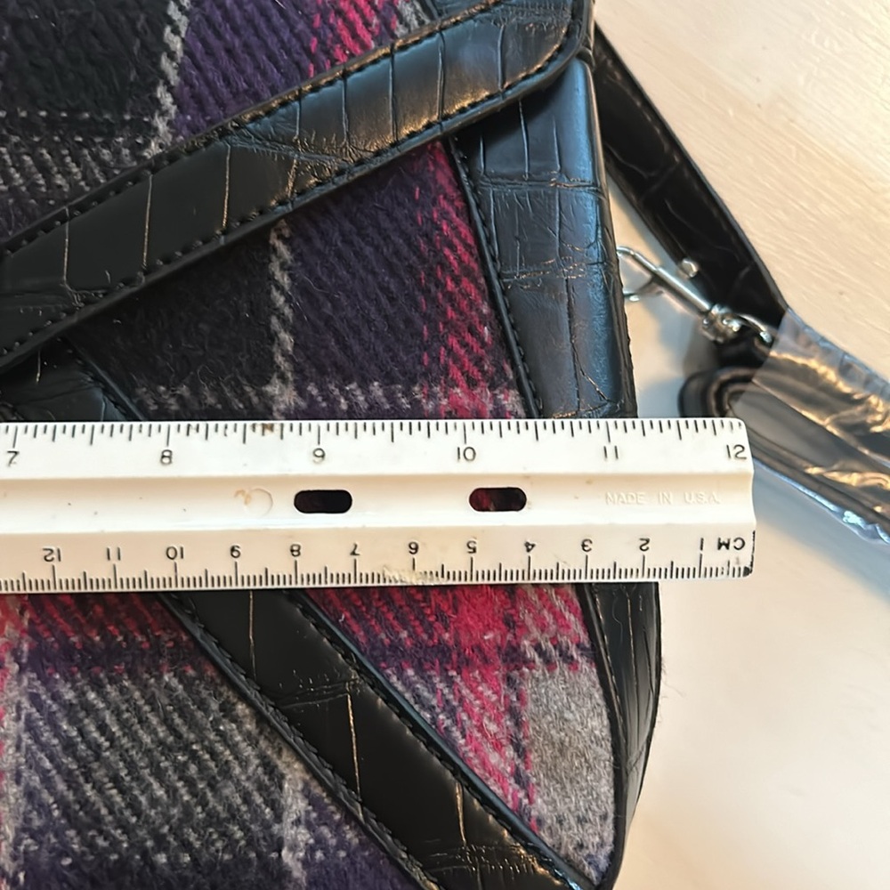 Relic purple multi plaid fabric/faux leather satchel/shoulder bag, silver accent - Picture 7 of 9